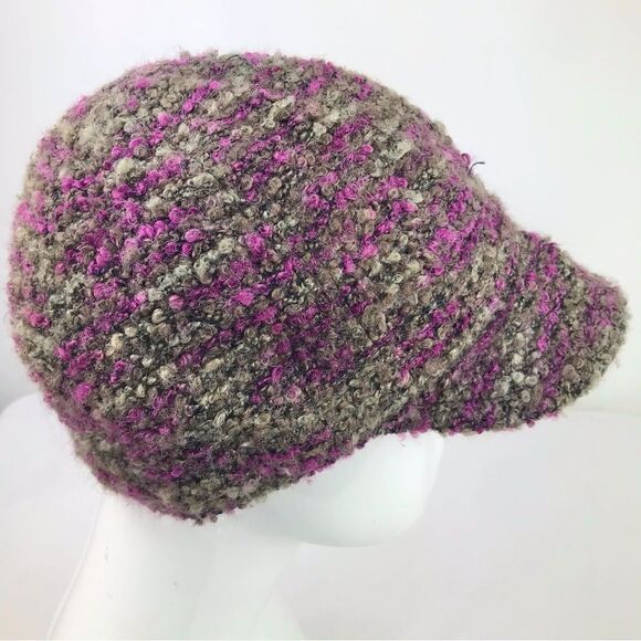 Coldwater Creek Bundle of Two Purple Olive Green Mottled Knit Brimmed Wool Hats - Picture 4 of 14